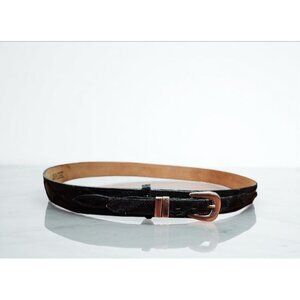 Justin Wéstern Men’s Genuine Leather Belt Black Silver Buckle Textured snake 42